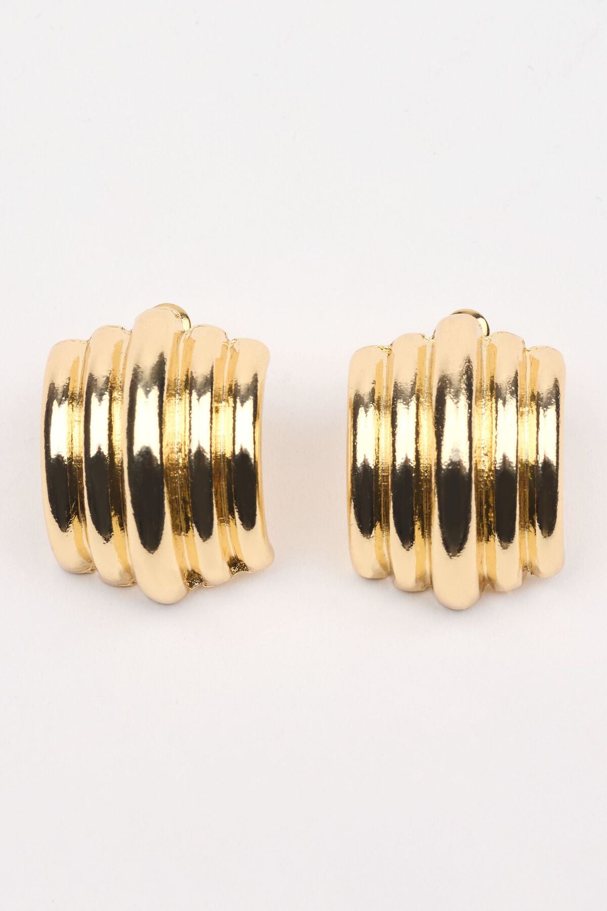 Lined Curve Button Earrings Yellow Garage Clothing Women