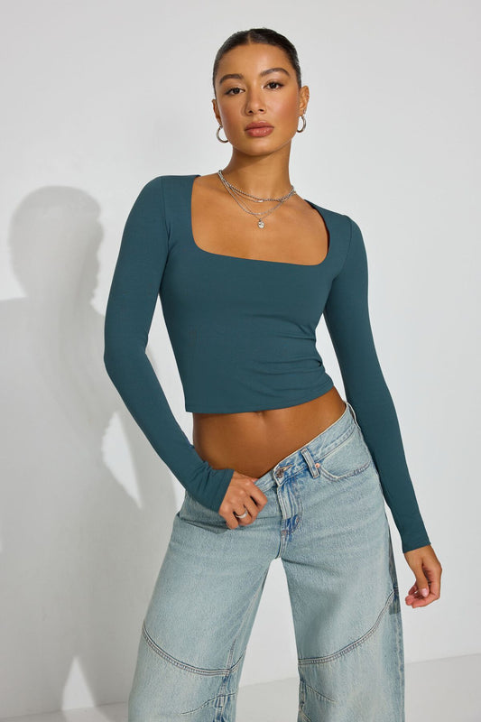 Addison Square Neck Top Blue Garage Clothing Women