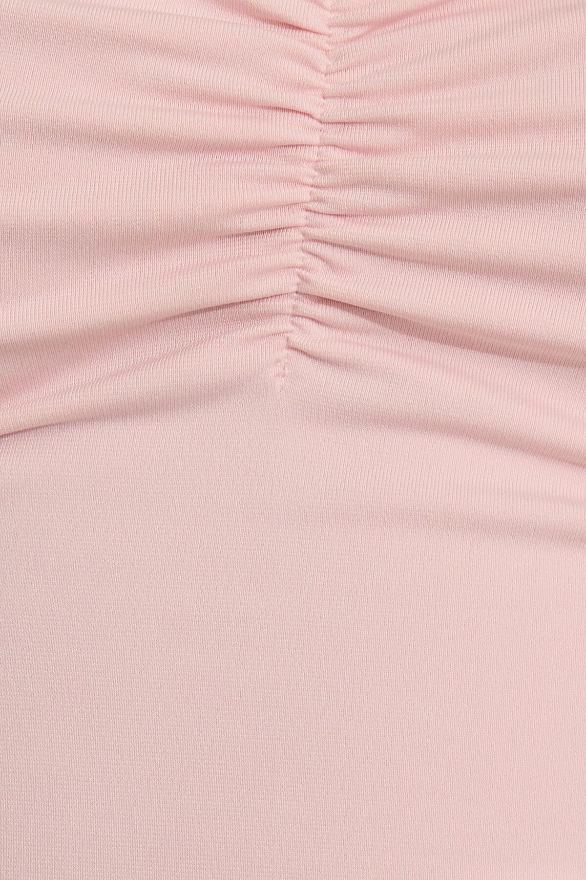 Sweetheart Neckline Long Sleeve Top Pink Garage Clothing Women