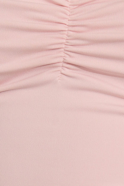 Sweetheart Neckline Long Sleeve Top Pink Garage Clothing Women