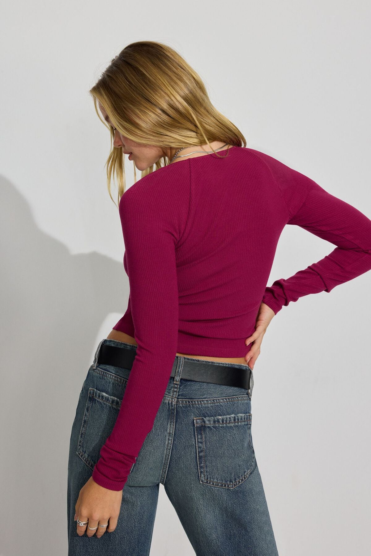 Vanessa Square Neck Top Burgundy Garage Clothing Women