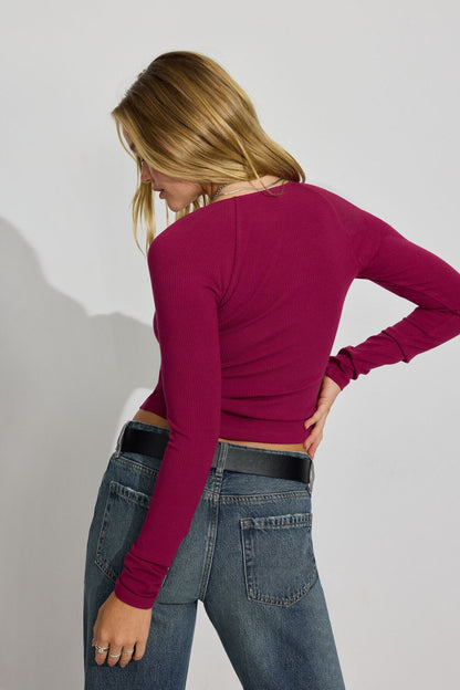 Vanessa Square Neck Top Burgundy Garage Clothing Women