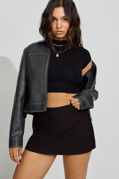 Funnel Neck T Shirt Black Garage Clothing Women