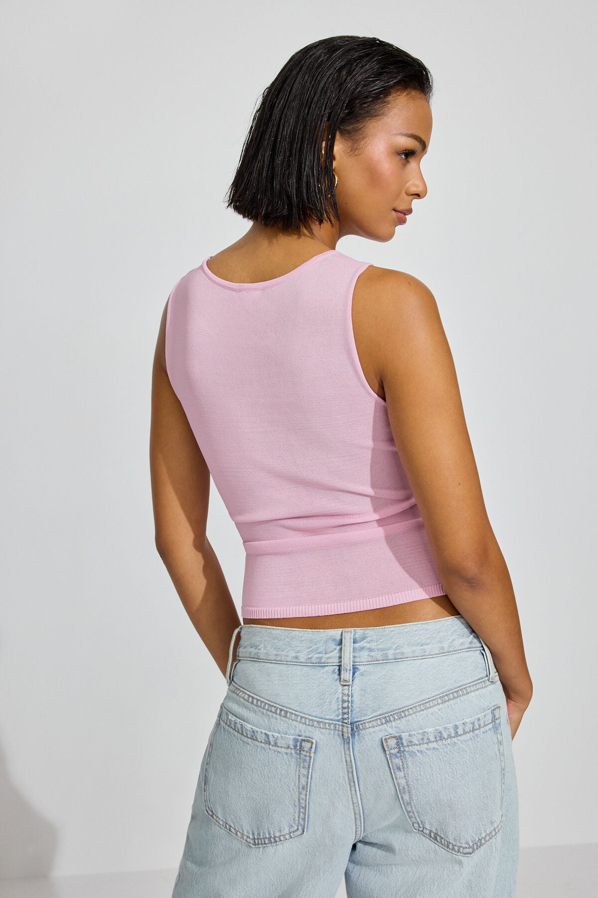 Sheer Flower Tank Top Pink Garage Clothing Women