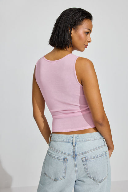 Sheer Flower Tank Top Pink Garage Clothing Women