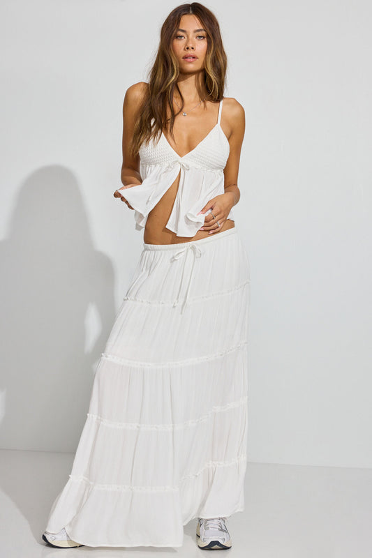 Tiered Maxi Skirt White Garage Clothing Women