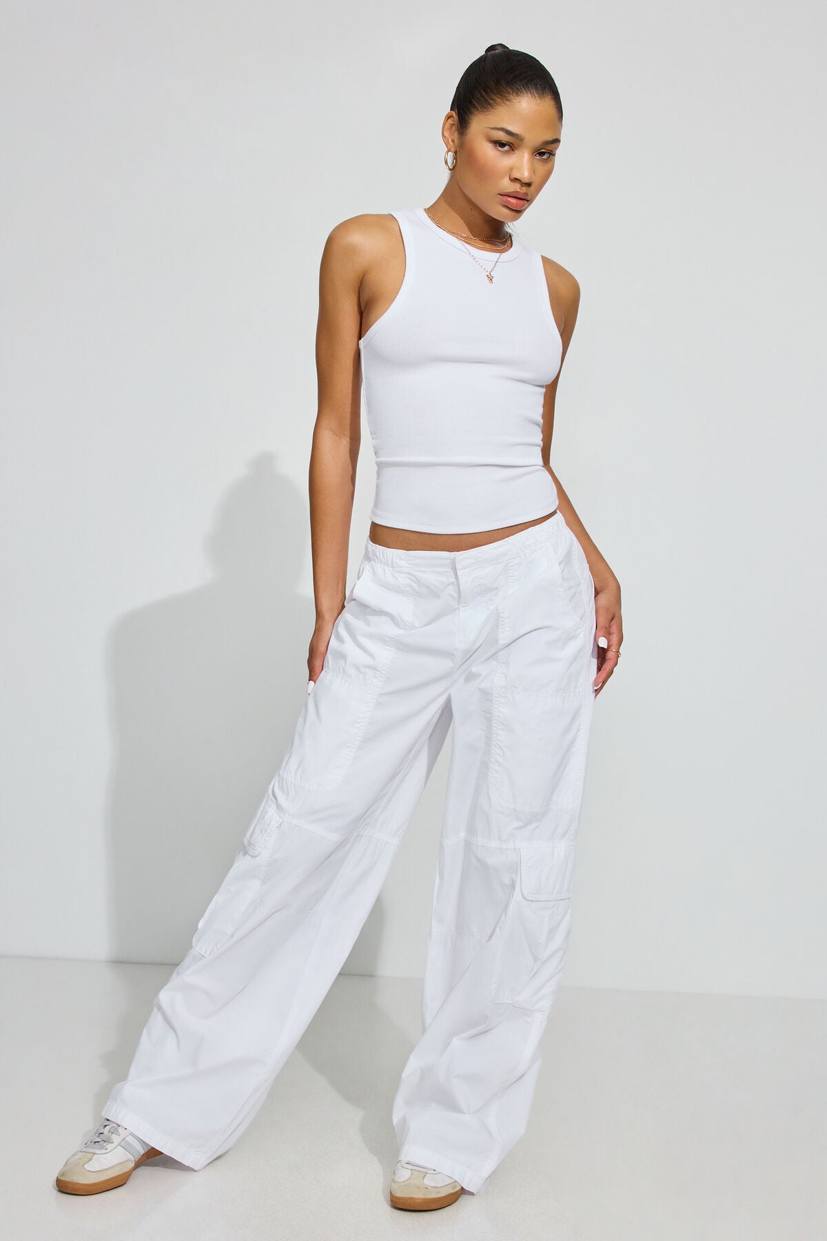 Poplin Extreme Baggy Cargo Pants WHITE Garage Clothing Women