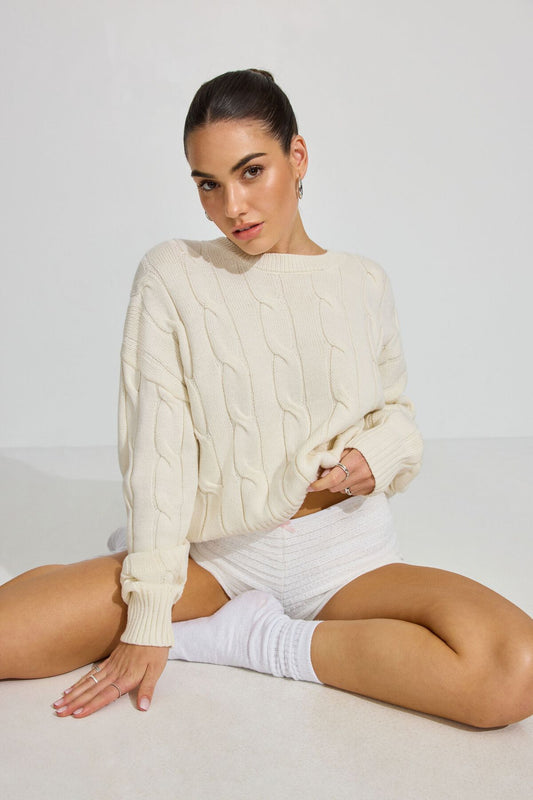 Oversized Cable Sweater Beige Garage Clothing Women
