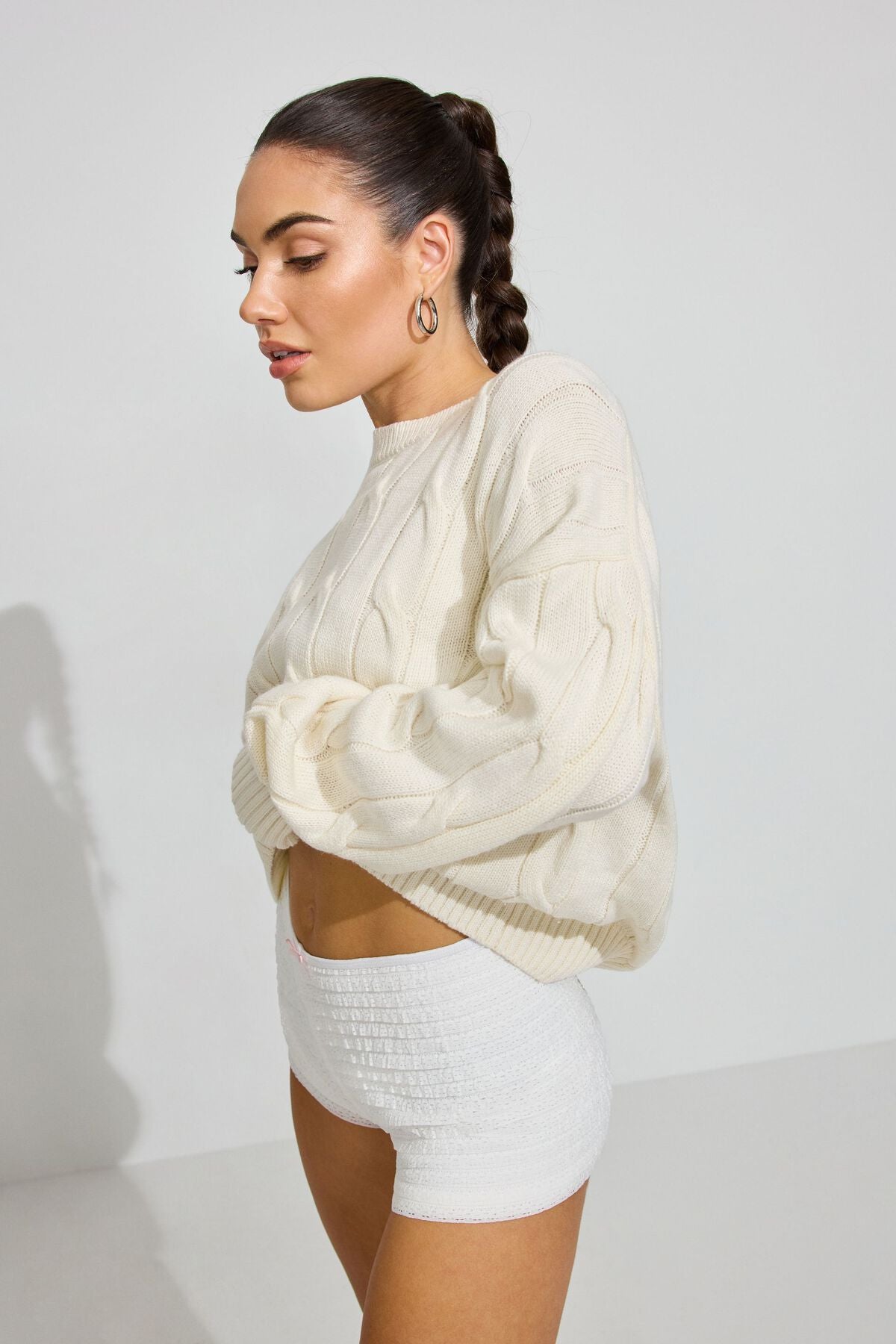 Oversized Cable Sweater Beige Garage Clothing Women