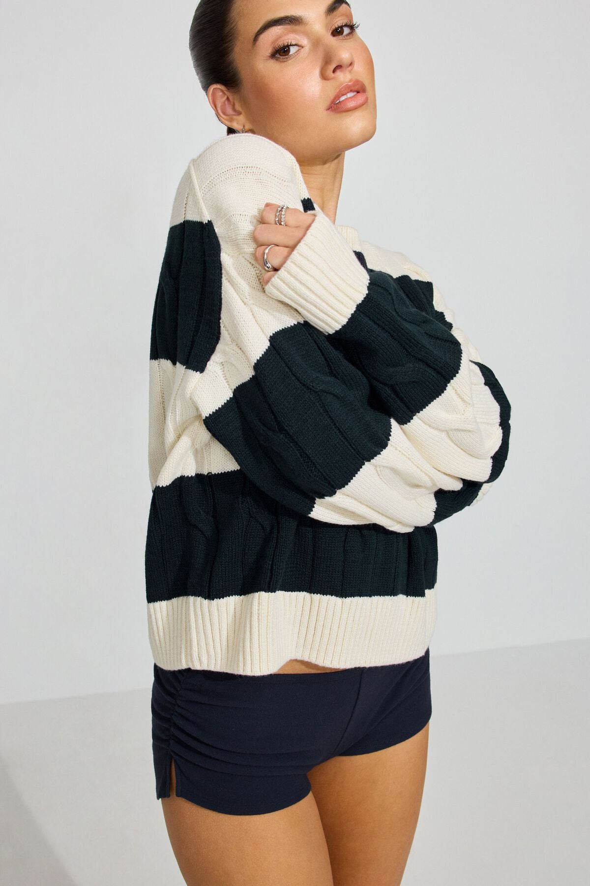 Oversized Cable Sweater Blue Garage Clothing Women