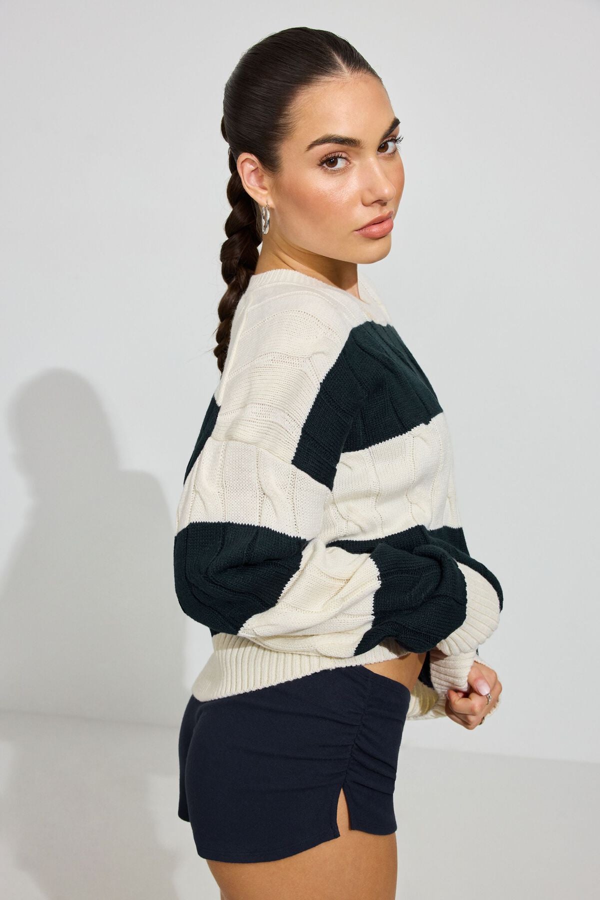 Oversized Cable Sweater Blue Garage Clothing Women