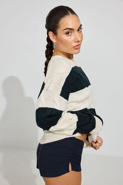 Oversized Cable Sweater Blue Garage Clothing Women