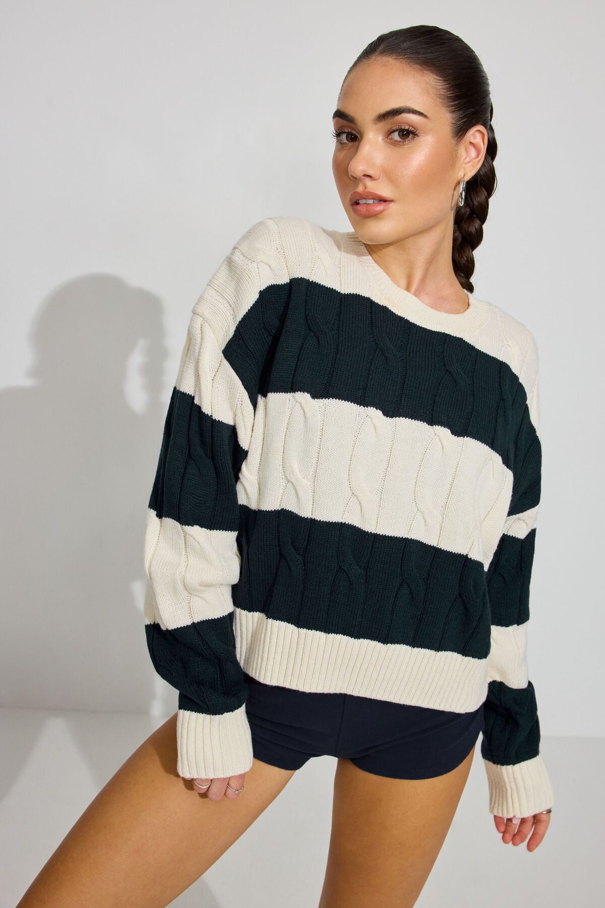 Oversized Cable Sweater Blue Garage Clothing Women