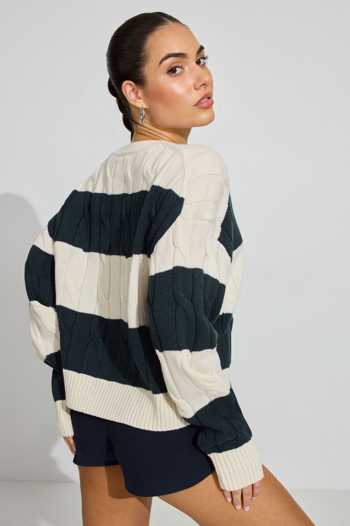 Oversized Cable Sweater Blue Garage Clothing Women