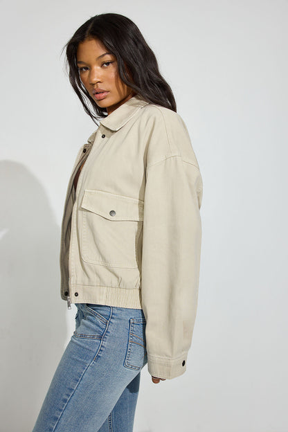 Twill Bomber Jacket Beige Garage Clothing Women