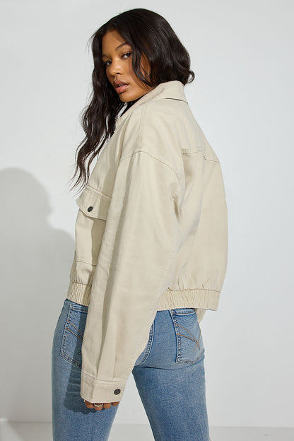 Twill Bomber Jacket Beige Garage Clothing Women