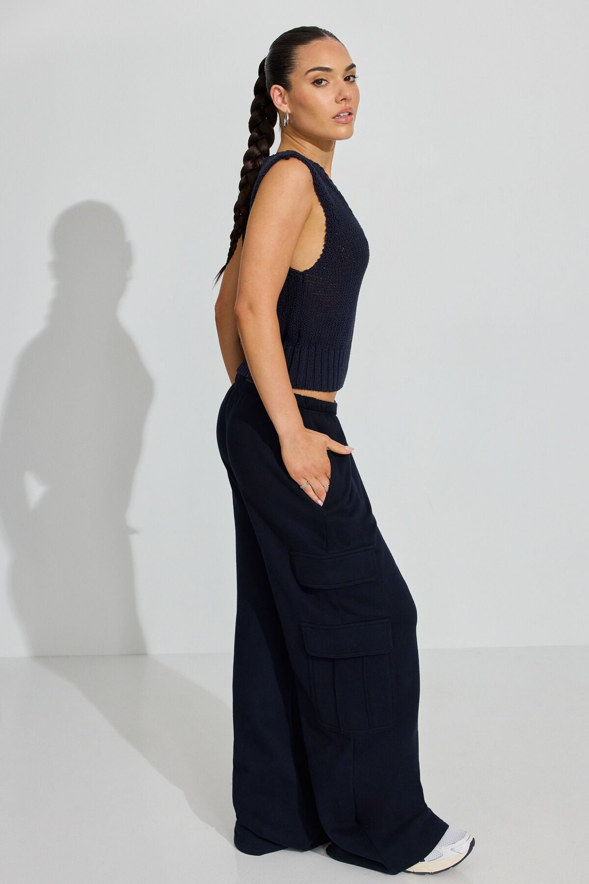 Novelty V-Neck Vest Navy Garage Clothing Women