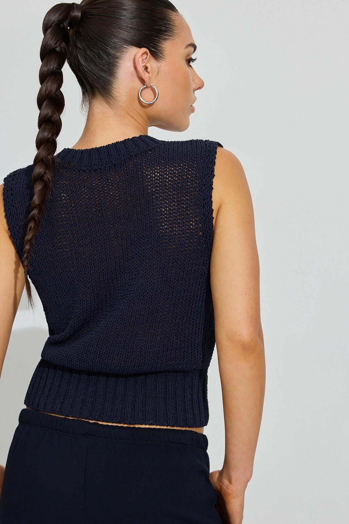 Novelty V-Neck Vest Navy Garage Clothing Women