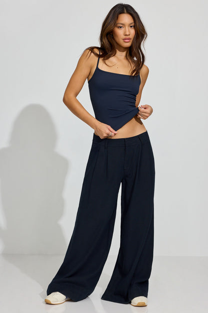 Baggy Linen Trousers Navy Garage Clothing Women