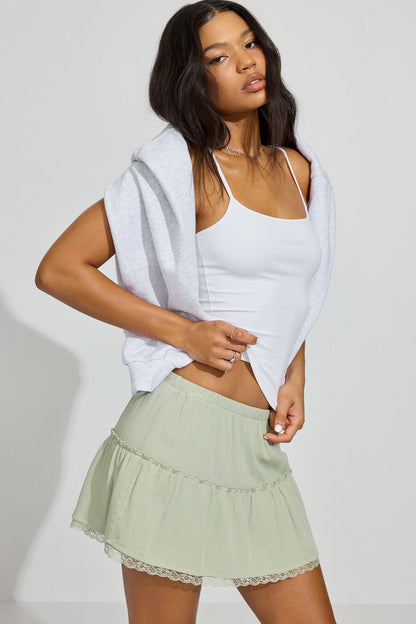 Tiered Mini Skirt Green Garage Clothing Women