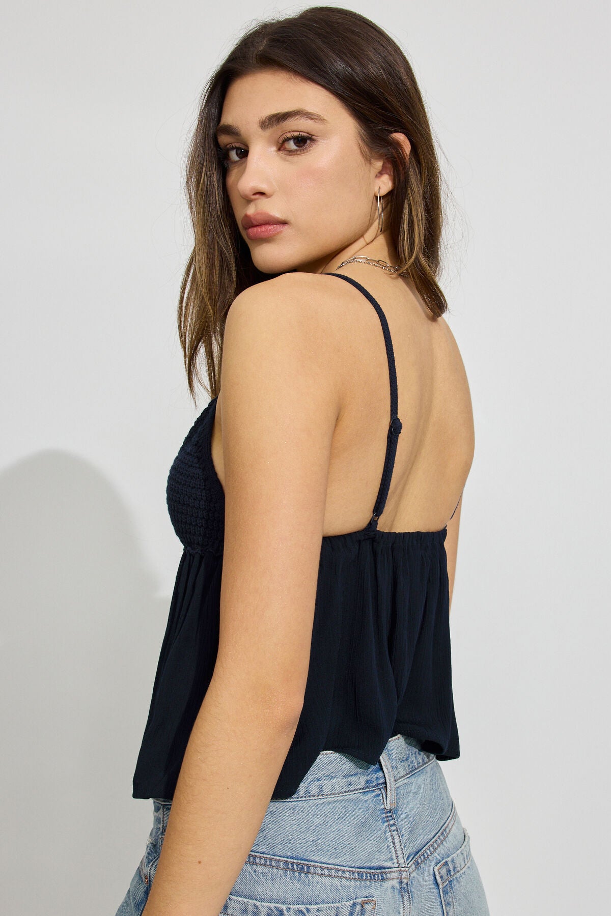 Mix Media Tank Top Navy Garage Clothing Women