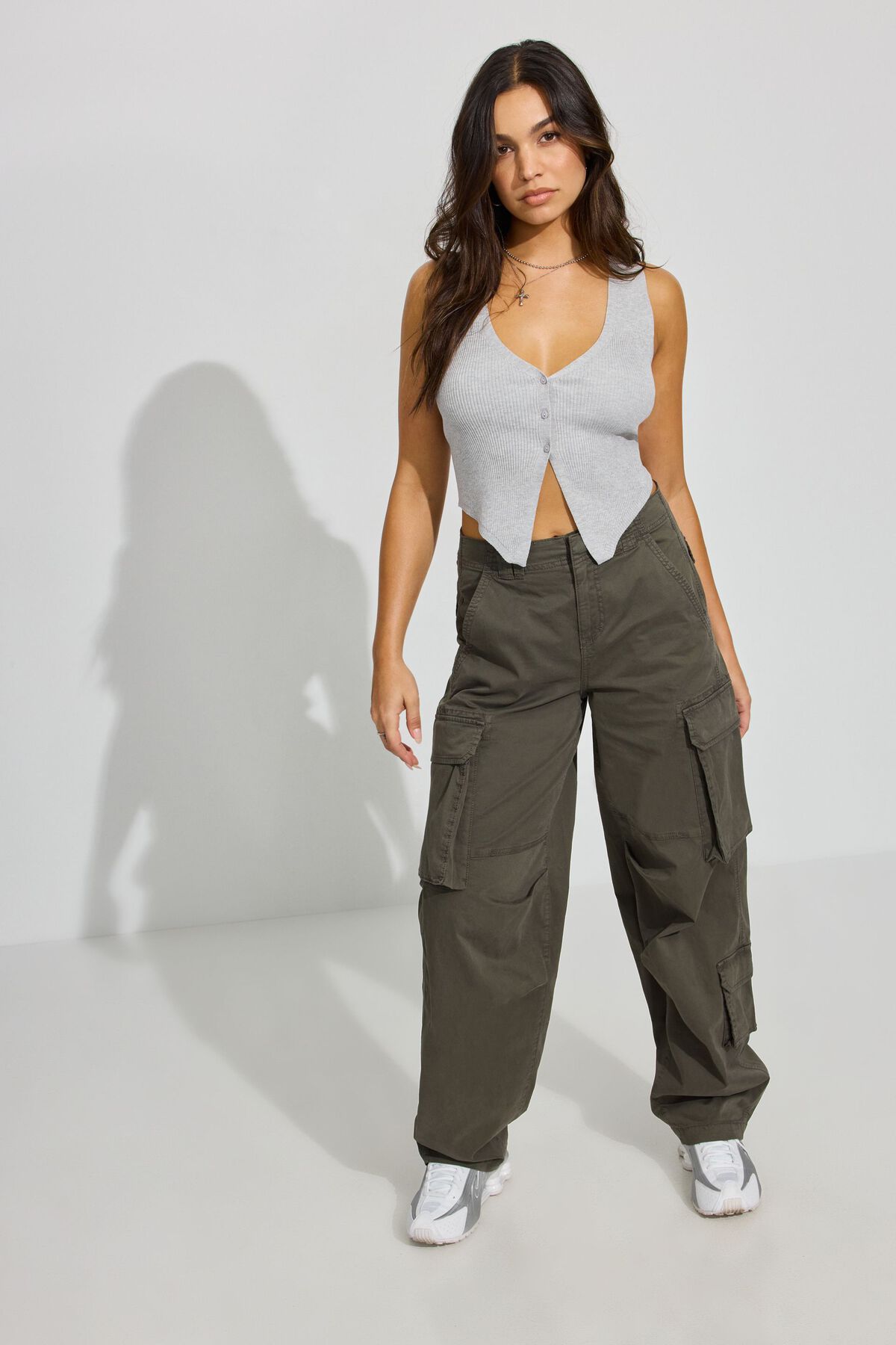 Bare V Neck Vest Gray Garage Clothing Women
