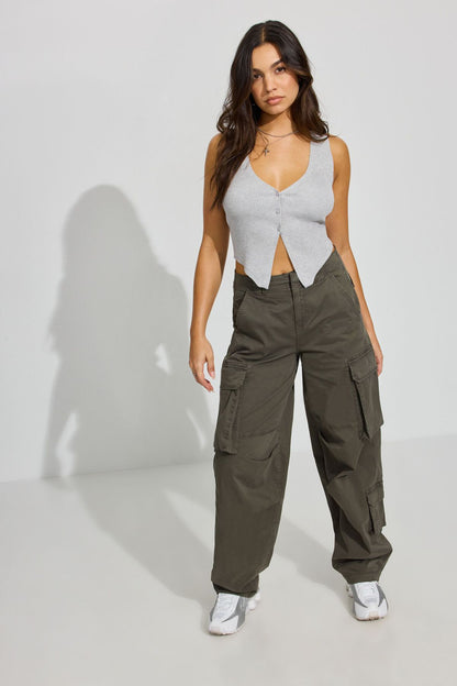 Bare V Neck Vest Gray Garage Clothing Women