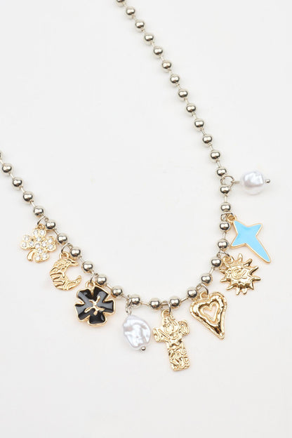 9 Charm Necklace Pink Garage Clothing Women