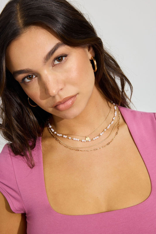 Set of 4 Pearl & Mini Medallion Necklaces WHITE Garage Clothing Women