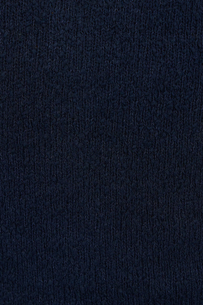 Bouclé Short Sleeve Polo Top Navy Garage Clothing Women