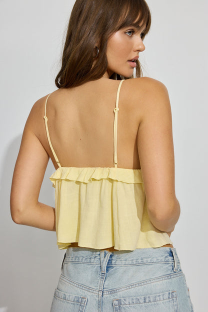 Strappy Peplum Cami Top Yellow Garage Clothing Women
