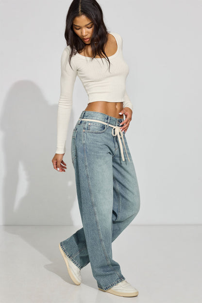 Scoop Neck Knit Top Beige Garage Clothing Women