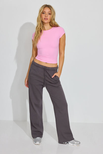 Sleek Crewneck T-Shirt Pink Garage Clothing Women