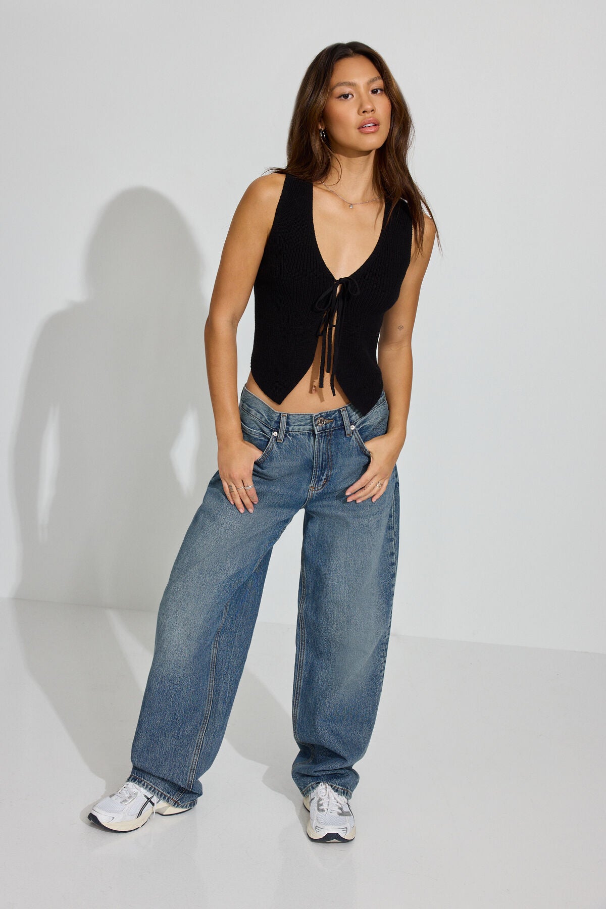 Tie Front Vest Black Garage Clothing Women