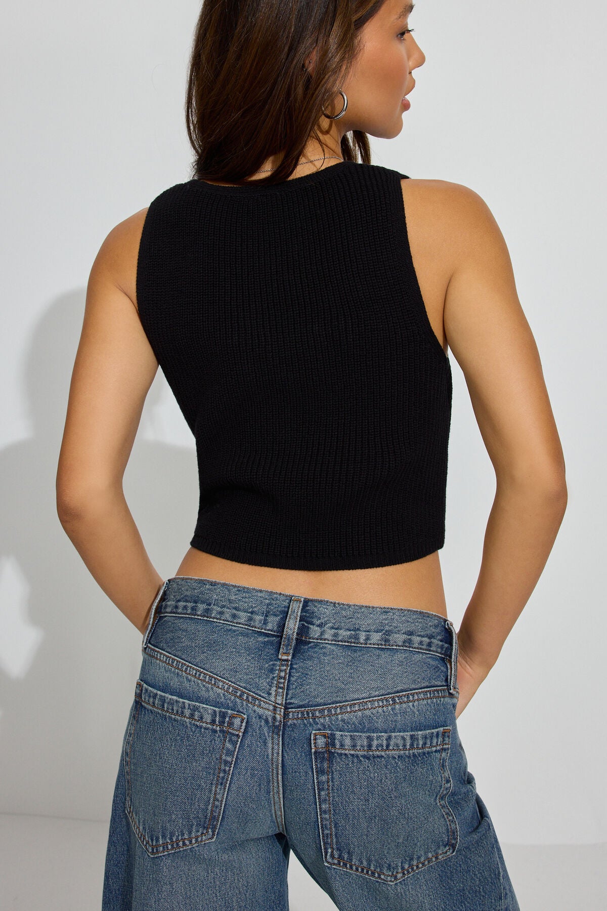 Tie Front Vest Black Garage Clothing Women