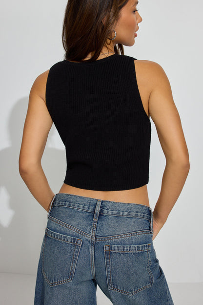Tie Front Vest Black Garage Clothing Women
