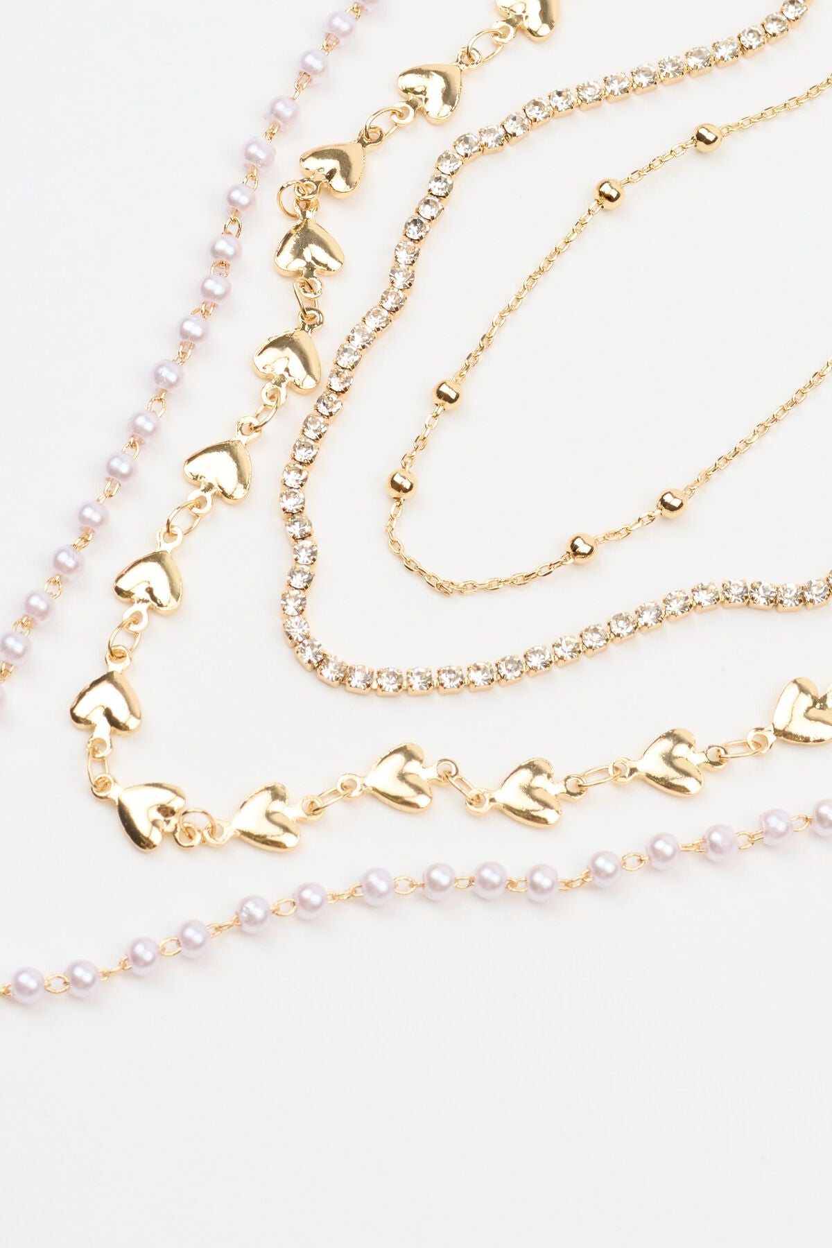 Set of 4 Hearts, Gem, and Pearl Chains White Garage Clothing Women