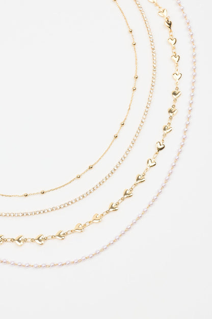 Set of 4 Hearts, Gem, and Pearl Chains White Garage Clothing Women