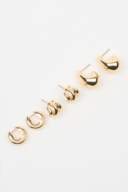 3 Pack Abstract  Earrings Yellow Garage Clothing Women