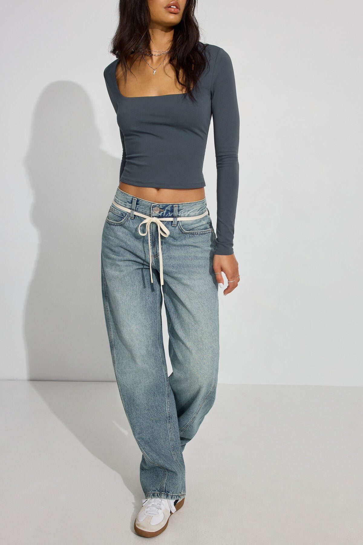 Addison Square Neck Top Gray Garage Clothing Women