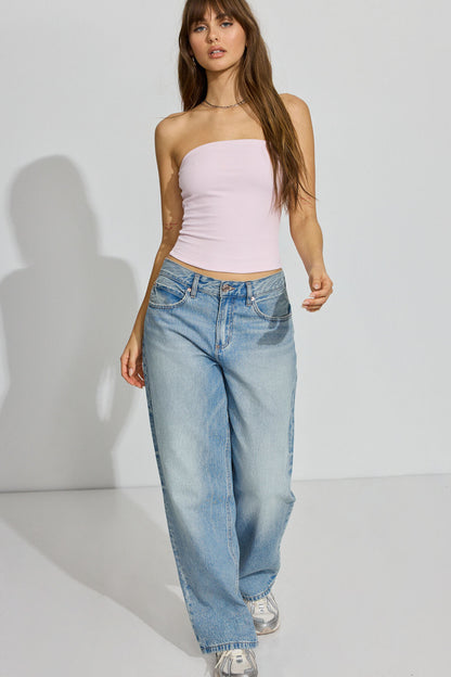 Sleek Longline Tube Top Pink Garage Clothing Women