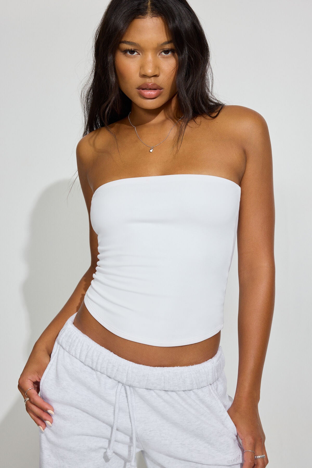 Sleek Longline Tube Top WHITE Garage Clothing Women
