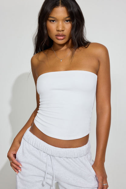 Sleek Longline Tube Top WHITE Garage Clothing Women
