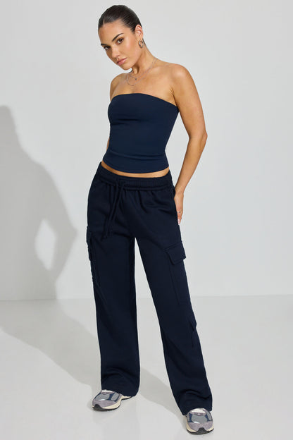 Sleek Longline Tube Top Navy Garage Clothing Women