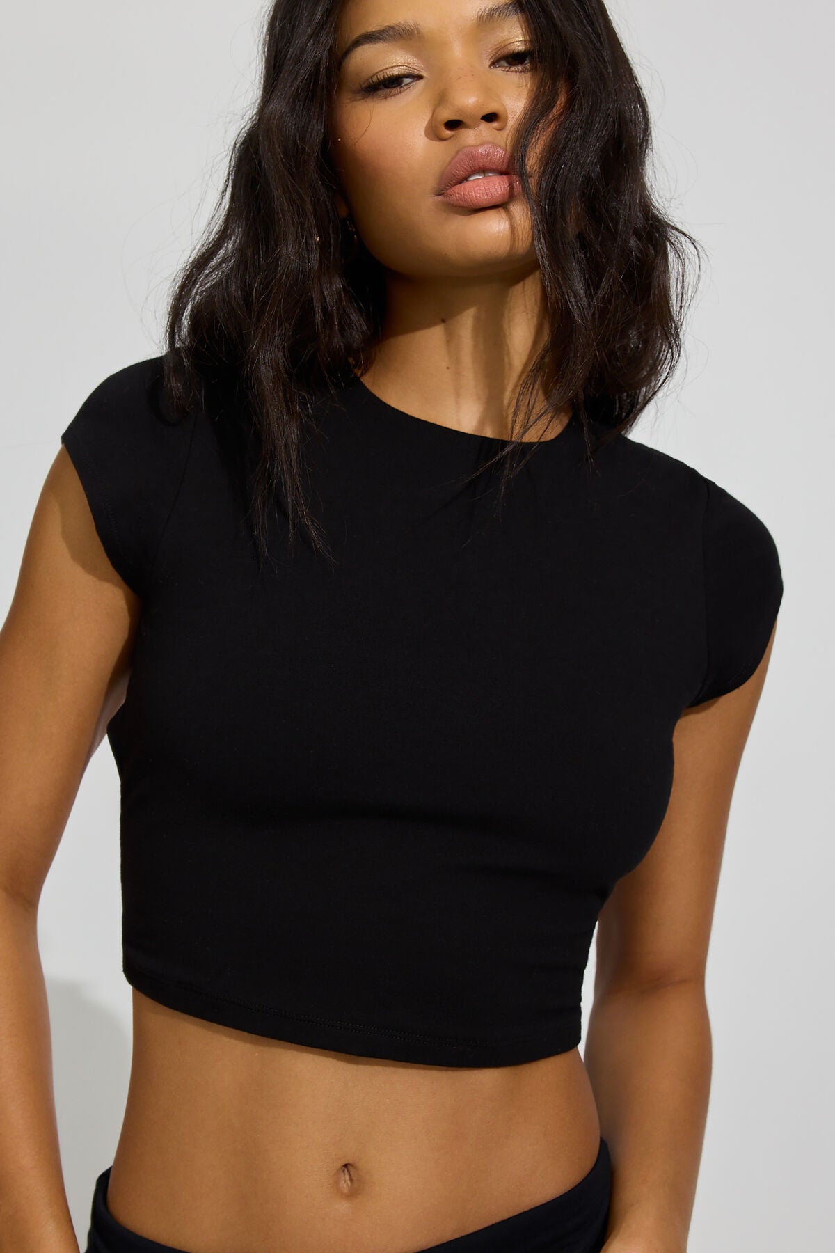Open Back Cap Sleeve T Shirt Black Garage Clothing Women