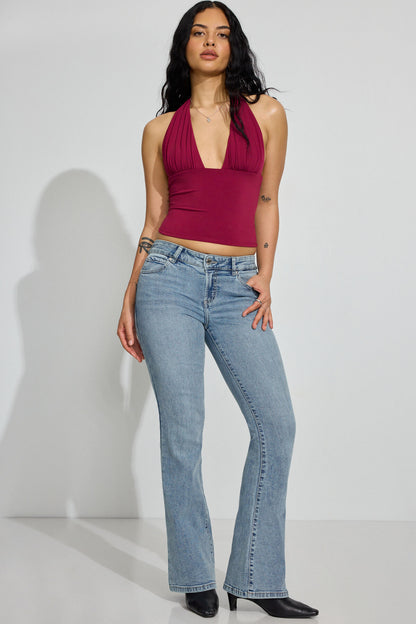 Pixie Plunge Halter Top Burgundy Garage Clothing Women