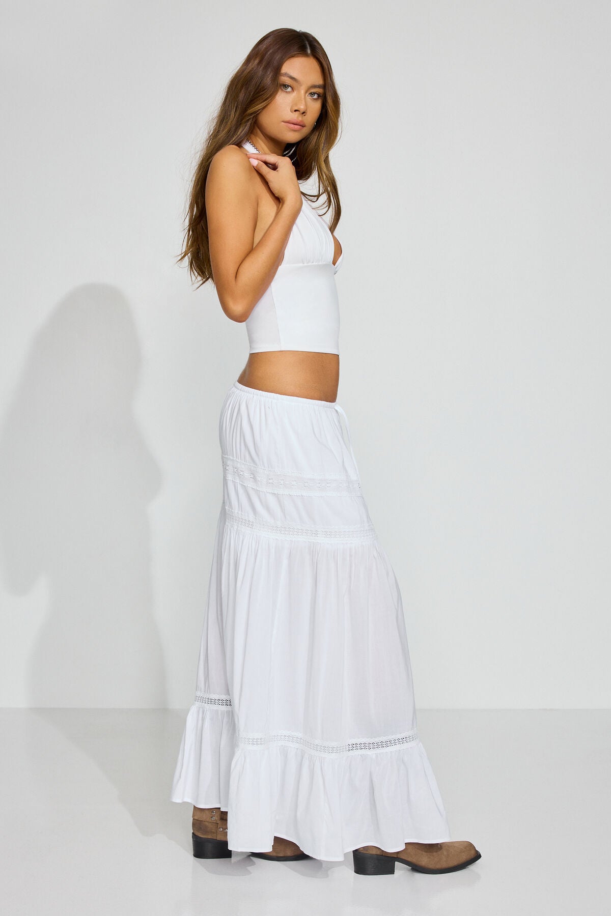 Iris Maxi Peasant Skirt White Garage Clothing Women