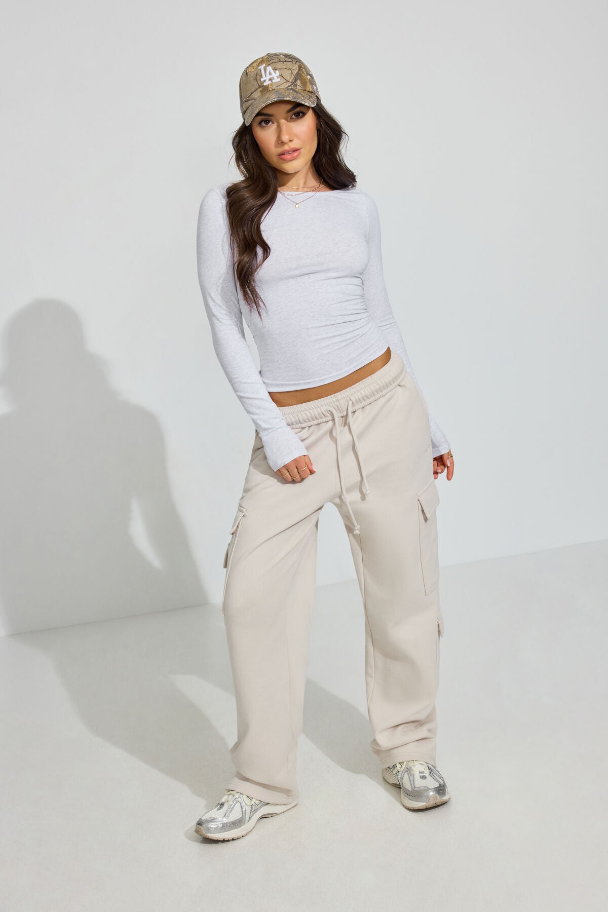 Estelle Long Sleeve Boatneck Top Gray Garage Clothing Women