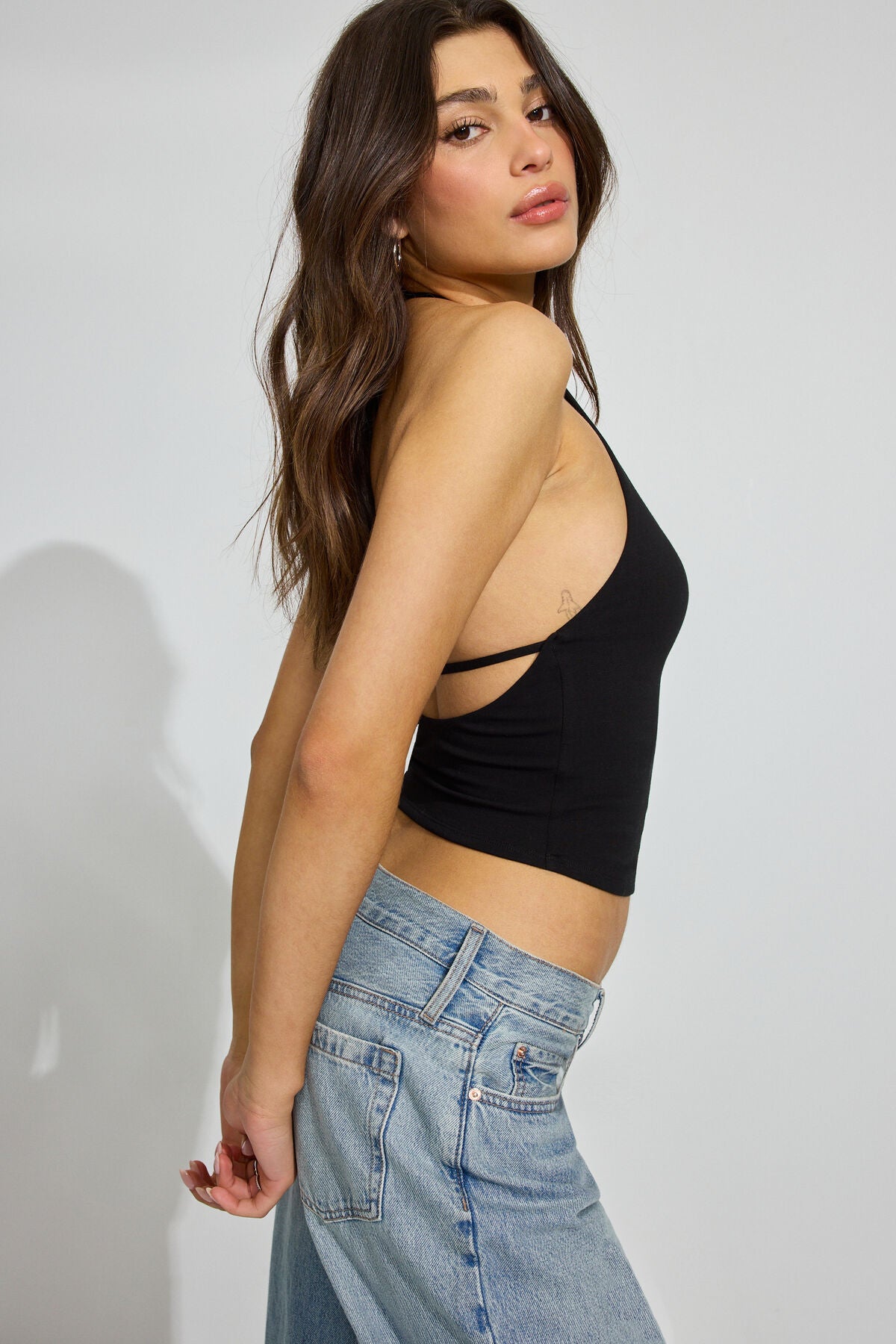 High Neck Open Back Halter Top Black Garage Clothing Women