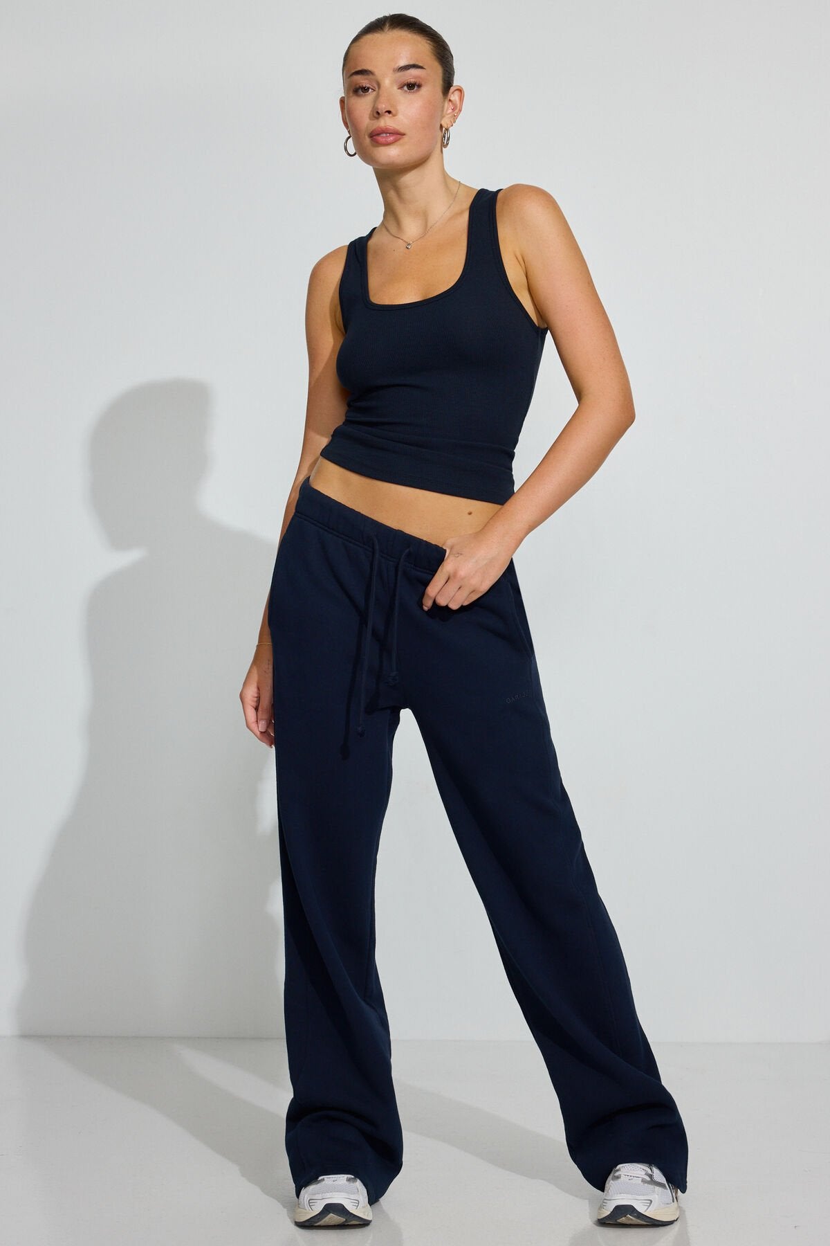 Scoop Neck Ribbed Tank Top Navy Garage Clothing Women